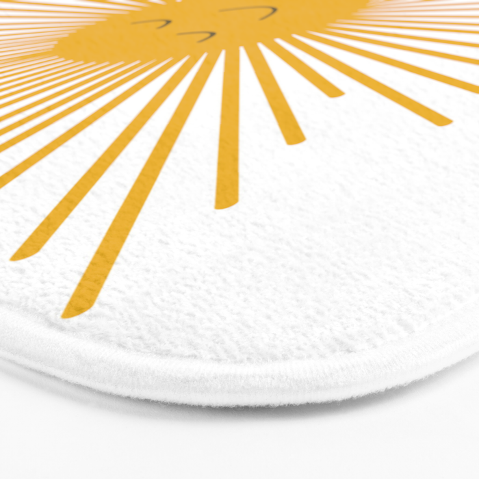 Contented Sun Cute Mustard Yellow Sunburst Bath Mat Gallery Image 3