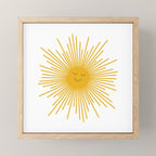 Contented Sun Cute Mustard Yellow Sunburst Mini Art Print Gallery Image 1
