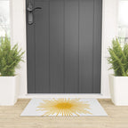 Contented Sun Cute Mustard Yellow Sunburst Welcome Mat Gallery Image 3