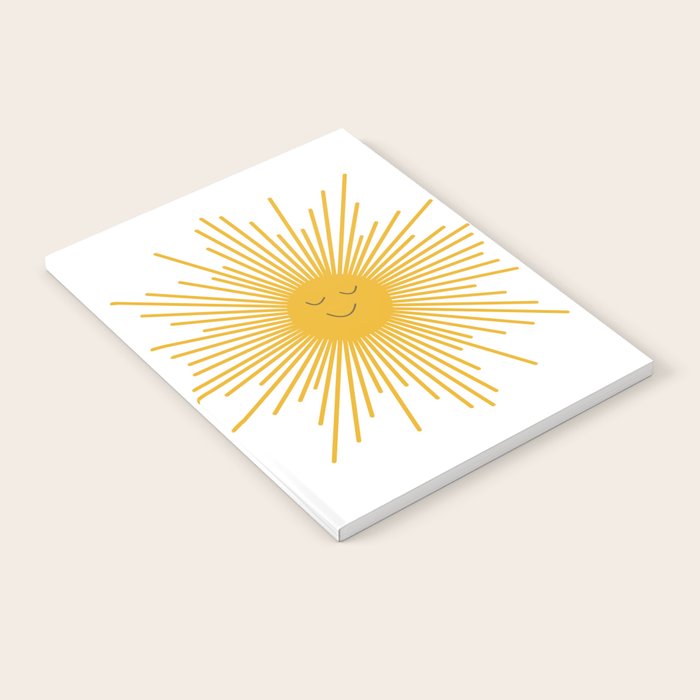 Contented Sun Cute Mustard Yellow Sunburst Notebook Gallery Image 2