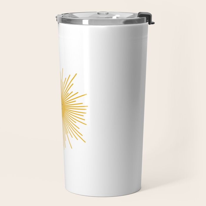Contented Sun Cute Mustard Yellow Sunburst Travel Mug Gallery Image 2