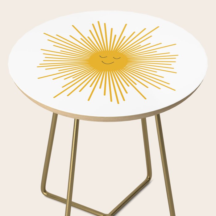 Contented Sun Cute Mustard Yellow Sunburst Side Table Gallery Image 2