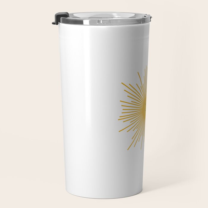 Contented Sun Cute Mustard Yellow Sunburst Travel Mug Gallery Image 3