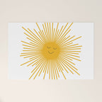 Contented Sun Cute Mustard Yellow Sunburst Welcome Mat Gallery Image 1