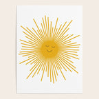 Contented Sun Cute Mustard Yellow Sunburst Poster Gallery Image 4