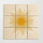Contented Sun Cute Mustard Yellow Sunburst Wood Wall Art Gallery Image 1