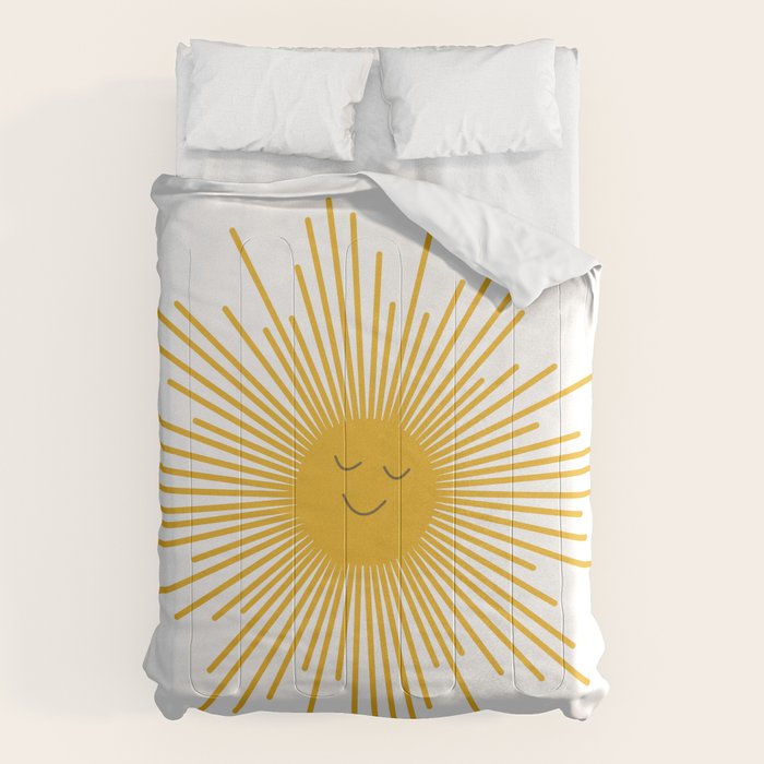 Contented Sun Cute Mustard Yellow Sunburst Comforter Gallery Image 6