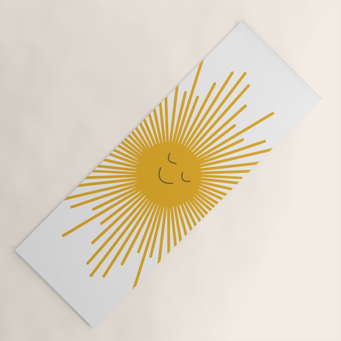 Contented Sun Cute Mustard Yellow Sunburst Yoga Mat Gallery Image 1