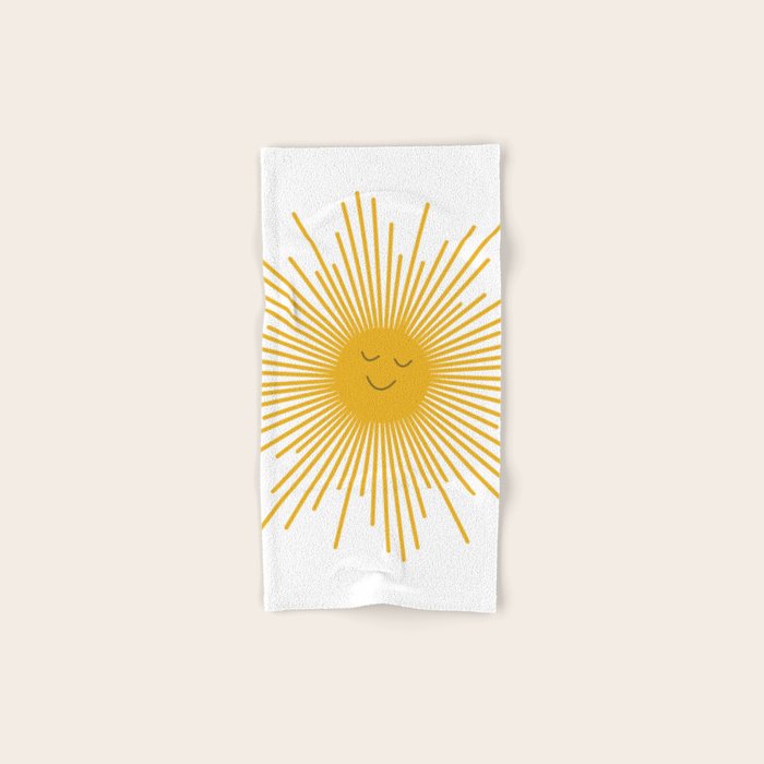 Contented Sun Cute Mustard Yellow Sunburst Bath Towel Gallery Image 1