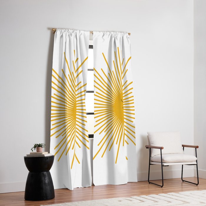 Contented Sun Cute Mustard Yellow Sunburst Window Curtain Gallery Image 6