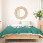 Work Hard and Be Nice to People in Green and Peach Pink Duvet Cover Gallery Image 3