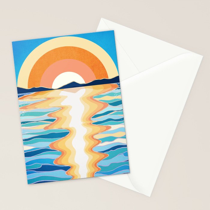 Retro Ocean Sun Stationery Card Gallery Image 2