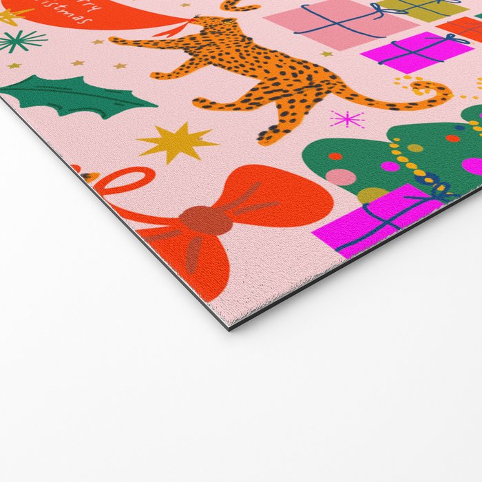 Modern abstract festive leopards in Christmas party Welcome Mat Gallery Image 2