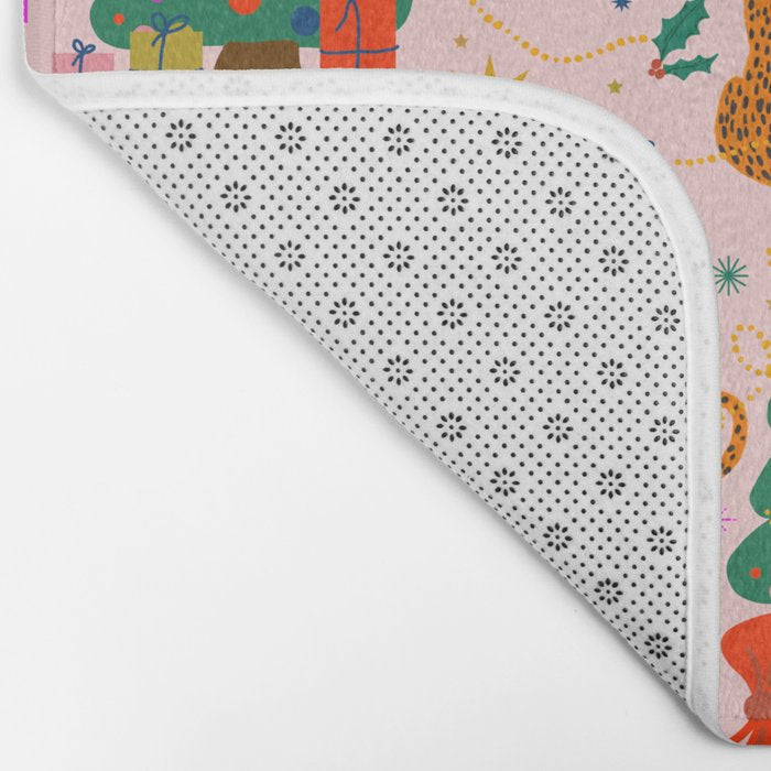 Modern abstract festive leopards in Christmas party Bath Mat Gallery Image 2