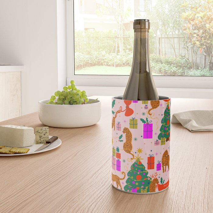 Modern abstract festive leopards in Christmas party Wine Chiller Gallery Image 4