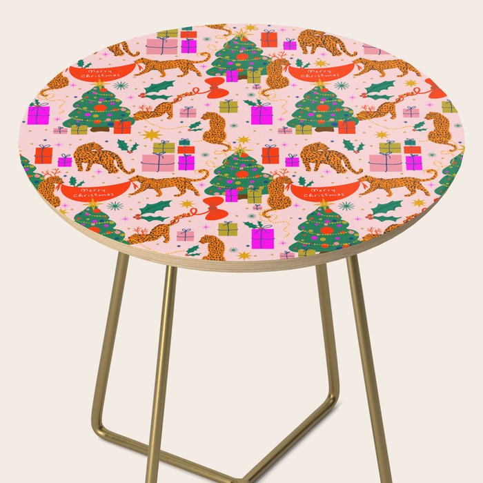 Modern abstract festive leopards in Christmas party Side Table Gallery Image 2