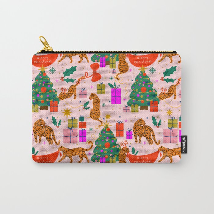 Modern abstract festive leopards in Christmas party Carry All Pouch Gallery Image 1