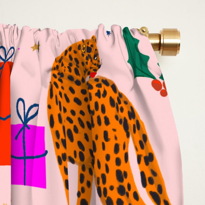 Modern abstract festive leopards in Christmas party Window Curtain Gallery Image 2