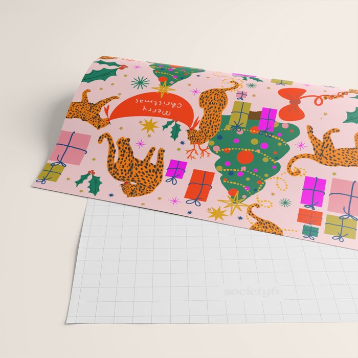 Modern abstract festive leopards in Christmas party Wrapping Paper Gallery Image 2