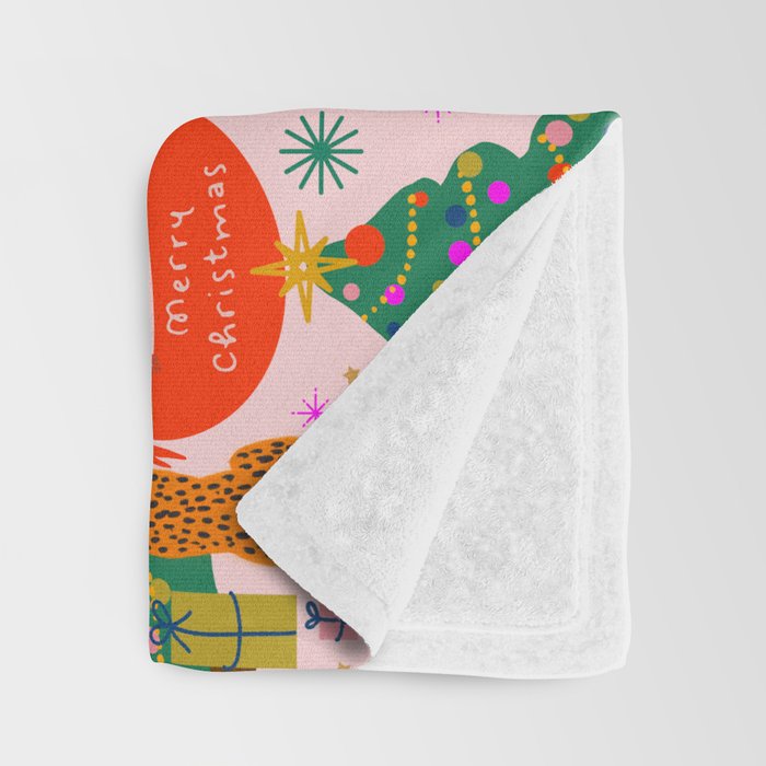 Modern abstract festive leopards in Christmas party Throw Blanket Gallery Image 3