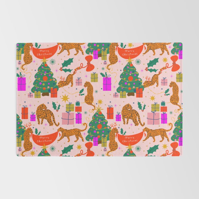 Modern abstract festive leopards in Christmas party Rug Gallery Image 2