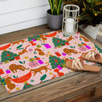 Modern abstract festive leopards in Christmas party Outdoor Rug Gallery Image 2