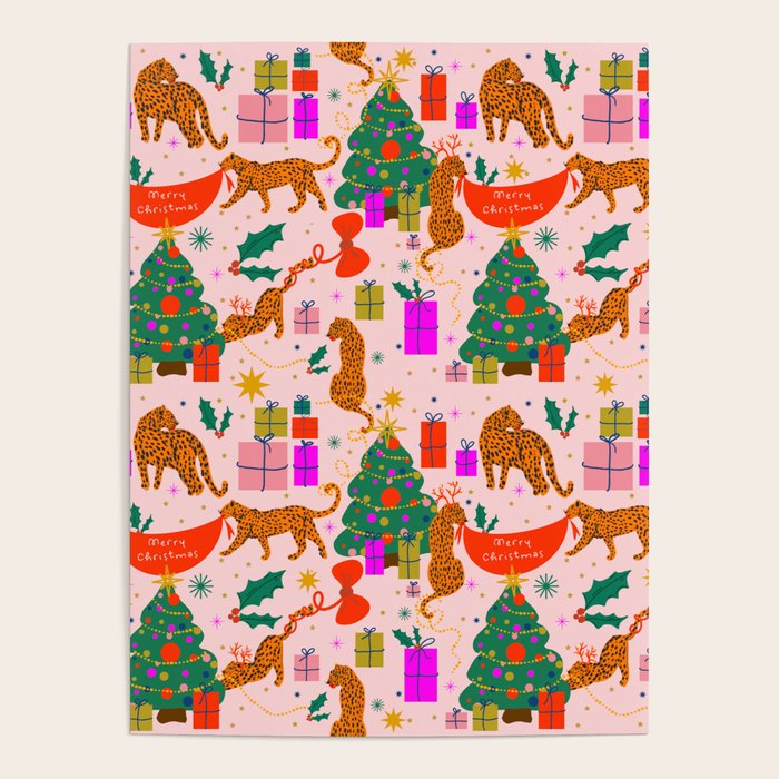 Modern abstract festive leopards in Christmas party Poster Gallery Image 1