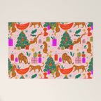 Modern abstract festive leopards in Christmas party Welcome Mat Gallery Image 1