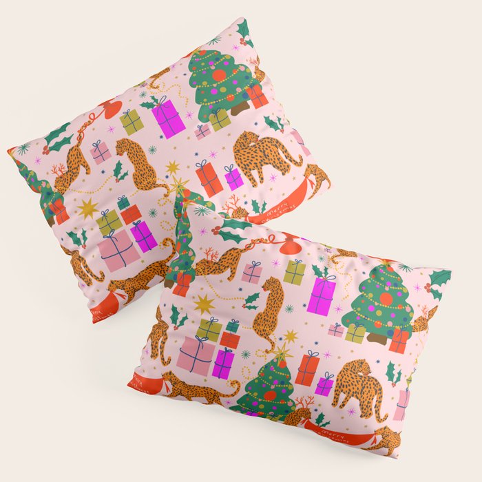 Modern abstract festive leopards in Christmas party Pillow Sham Gallery Image 1