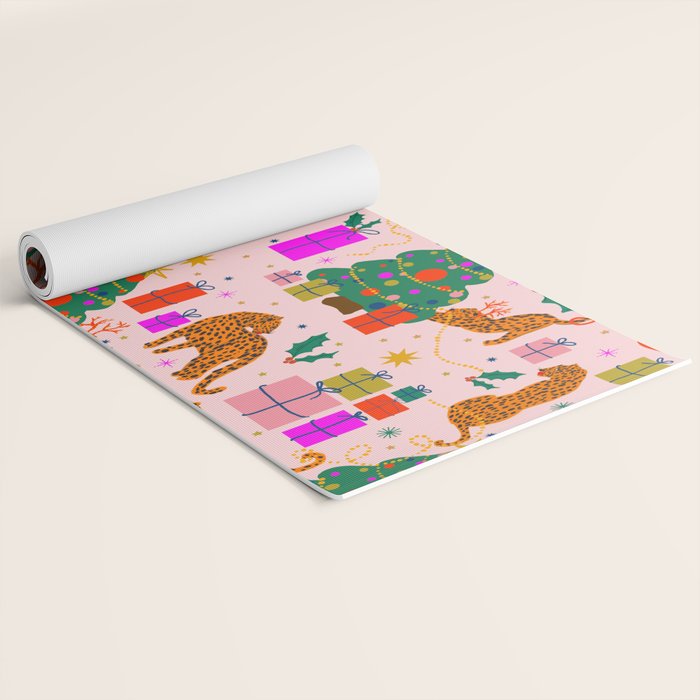 Modern abstract festive leopards in Christmas party Yoga Mat Gallery Image 2