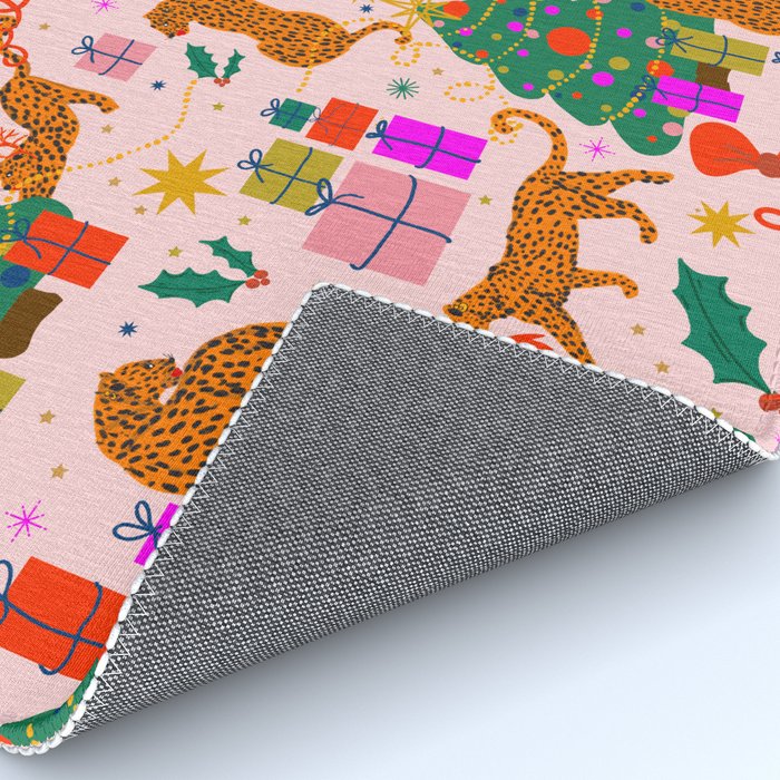 Modern abstract festive leopards in Christmas party Rug Gallery Image 4