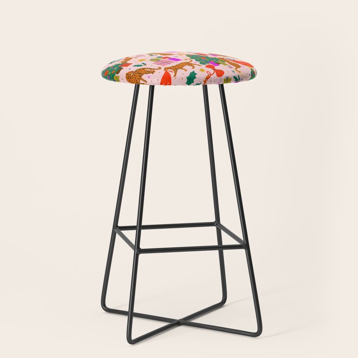 Modern abstract festive leopards in Christmas party Stool Gallery Image 1