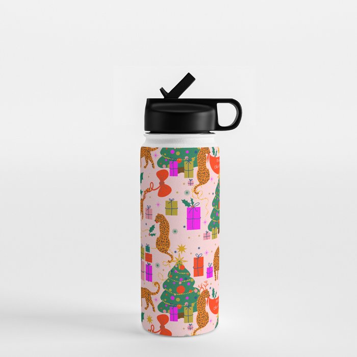 Modern abstract festive leopards in Christmas party Water Bottle Gallery Image 1