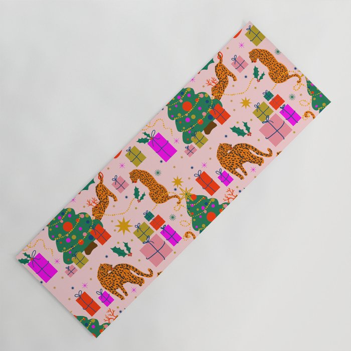 Modern abstract festive leopards in Christmas party Yoga Mat Gallery Image 1