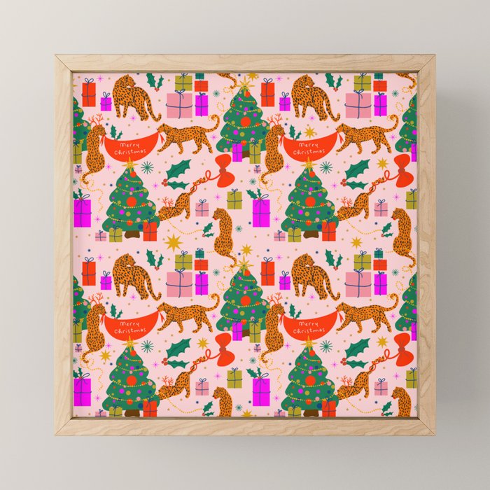 Modern abstract festive leopards in Christmas party Mini Art Print Gallery Image 1