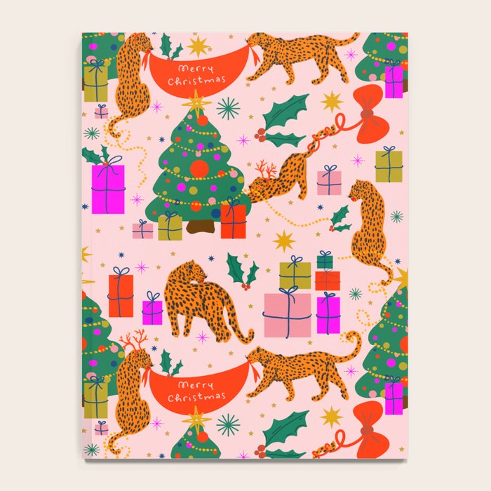 Modern abstract festive leopards in Christmas party Notebook Gallery Image 4