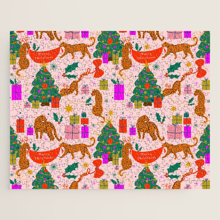 Modern abstract festive leopards in Christmas party Jigsaw Puzzle Gallery Image 1