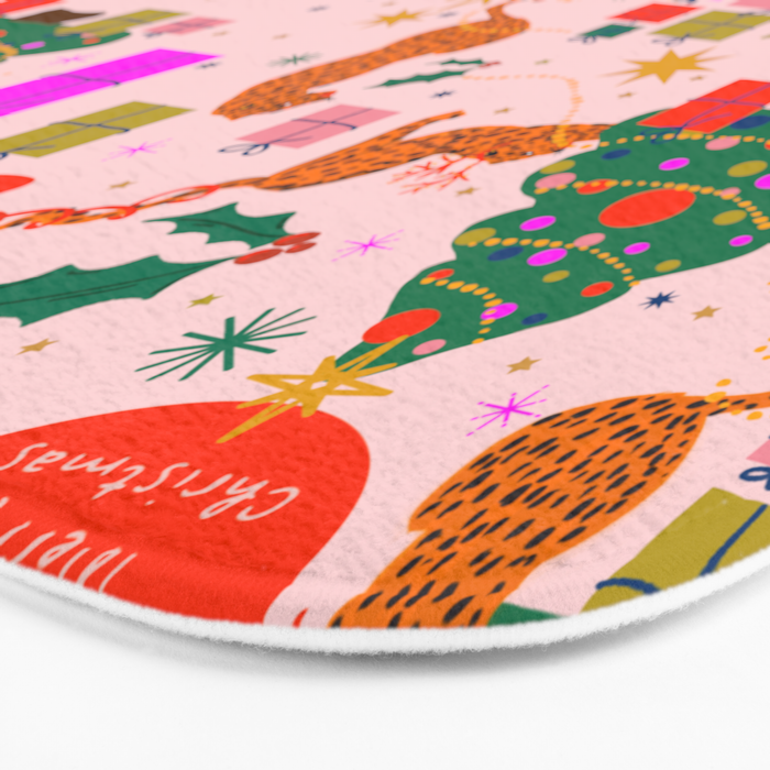Modern abstract festive leopards in Christmas party Bath Mat Gallery Image 3