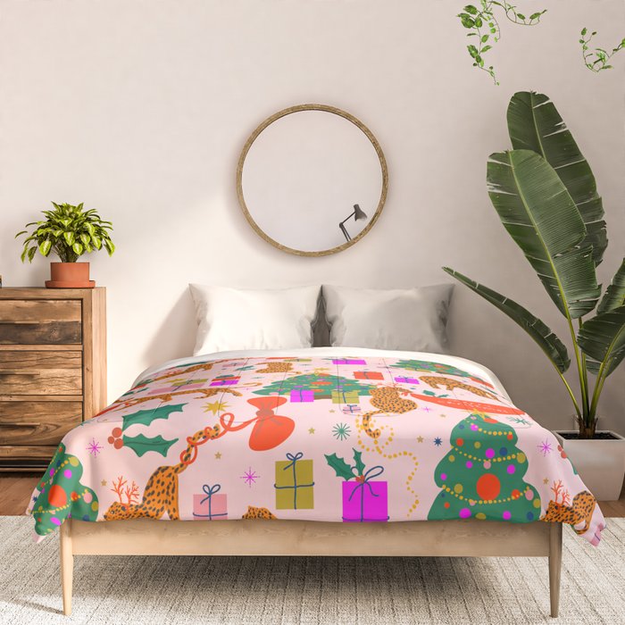 Modern abstract festive leopards in Christmas party Comforter Gallery Image 3