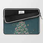 Elegant Christmas Tree with Pink Bows and Golden Stars on Deep Teal Laptop Sleeve Gallery Image 2