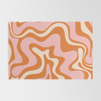 Retro Liquid Swirl Abstract Pattern Pink Orange Cream Rug Gallery Image 2
