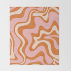 Retro Liquid Swirl Abstract Pattern Pink Orange Cream Throw Blanket Gallery Image 2