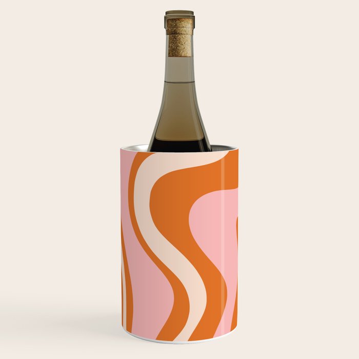 Retro Liquid Swirl Abstract Pattern Pink Orange Cream Wine Chiller Gallery Image 2