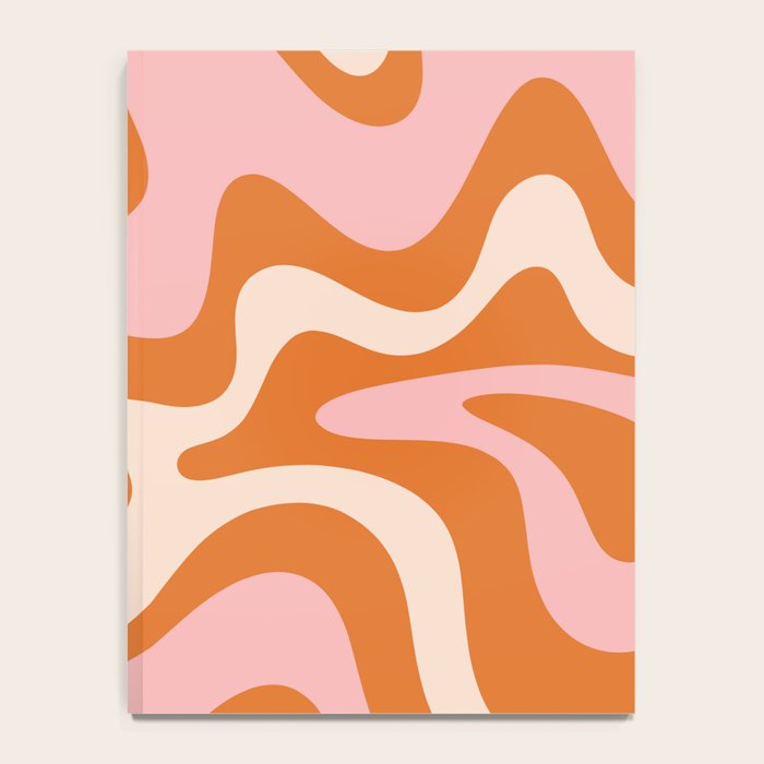 Retro Liquid Swirl Abstract Pattern Pink Orange Cream Notebook Gallery Image 4