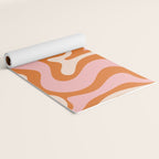 Retro Liquid Swirl Abstract Pattern Pink Orange Cream Yoga Mat Gallery Image 2