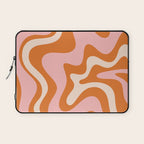 Retro Liquid Swirl Abstract Pattern Pink Orange Cream Laptop Sleeve Gallery Image 1