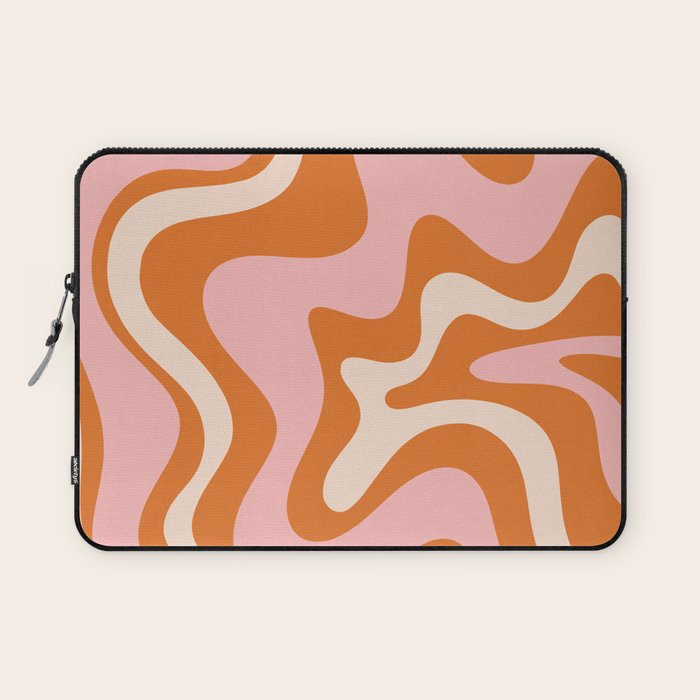 Retro Liquid Swirl Abstract Pattern Pink Orange Cream Laptop Sleeve Gallery Image 1