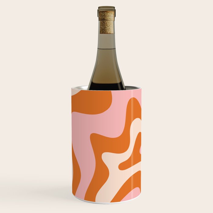Retro Liquid Swirl Abstract Pattern Pink Orange Cream Wine Chiller Gallery Image 1