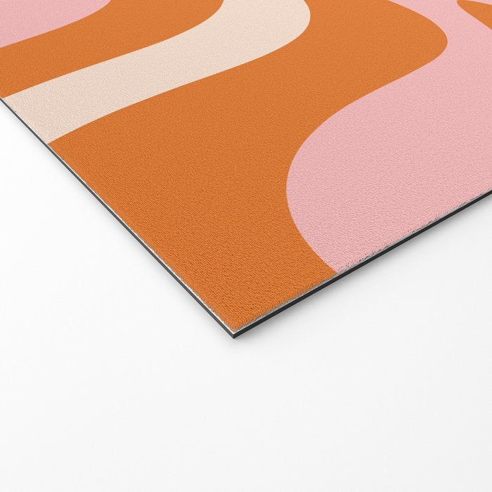 Retro Liquid Swirl Abstract Pattern Pink Orange Cream Welcome Mat Gallery Image 2