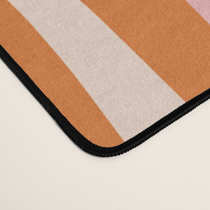 Retro Liquid Swirl Abstract Pattern Pink Orange Cream Desk Mat Gallery Image 4
